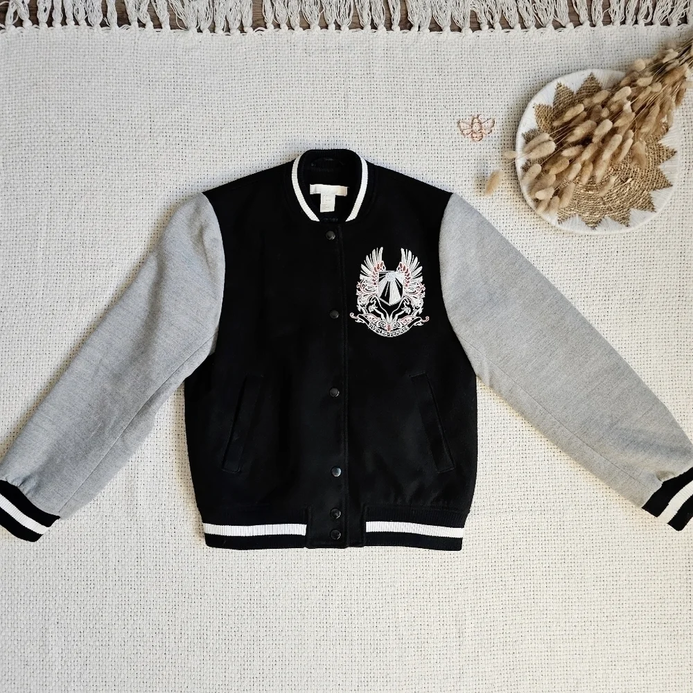 H&M Varsity Jacket With Vive Les Femmes Patch Size 2